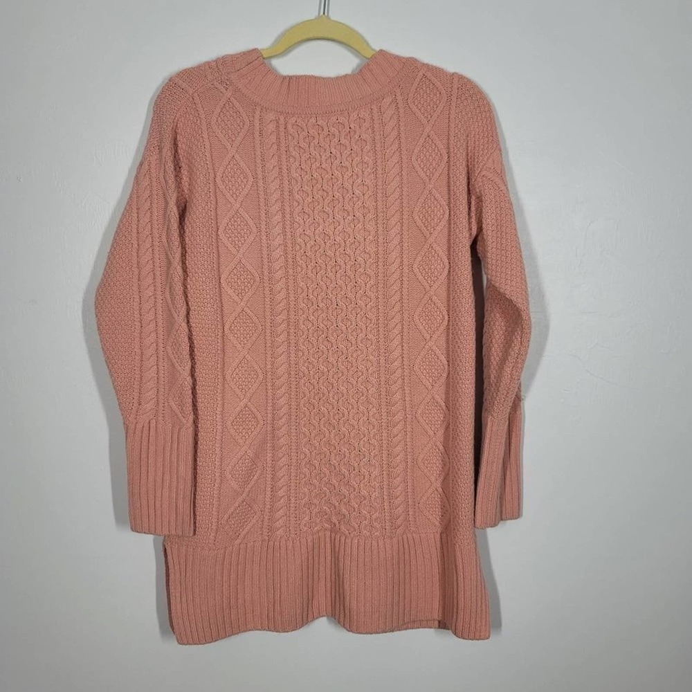 J. Crew Wool Patchwork Cable Knit Oversize Slit B… - image 2